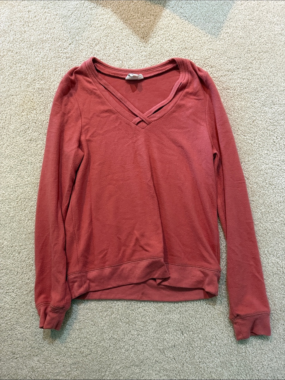 White Crow Dusty Orange V-Neck Long Sleeve Top